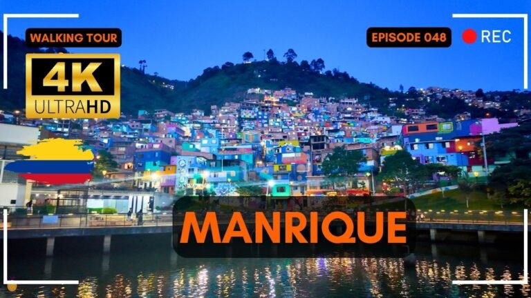 COLORFUL Manrique at Night 🇨🇴 Medellin Walking Tour, Uva De La Armonía,  Comuna 3