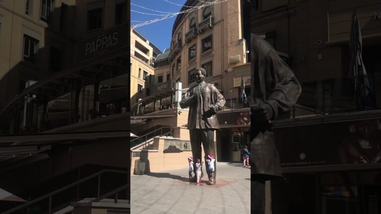 The famous Mandela square with the Nelson Mandela statue in Johannesburg, South Africa #mandela